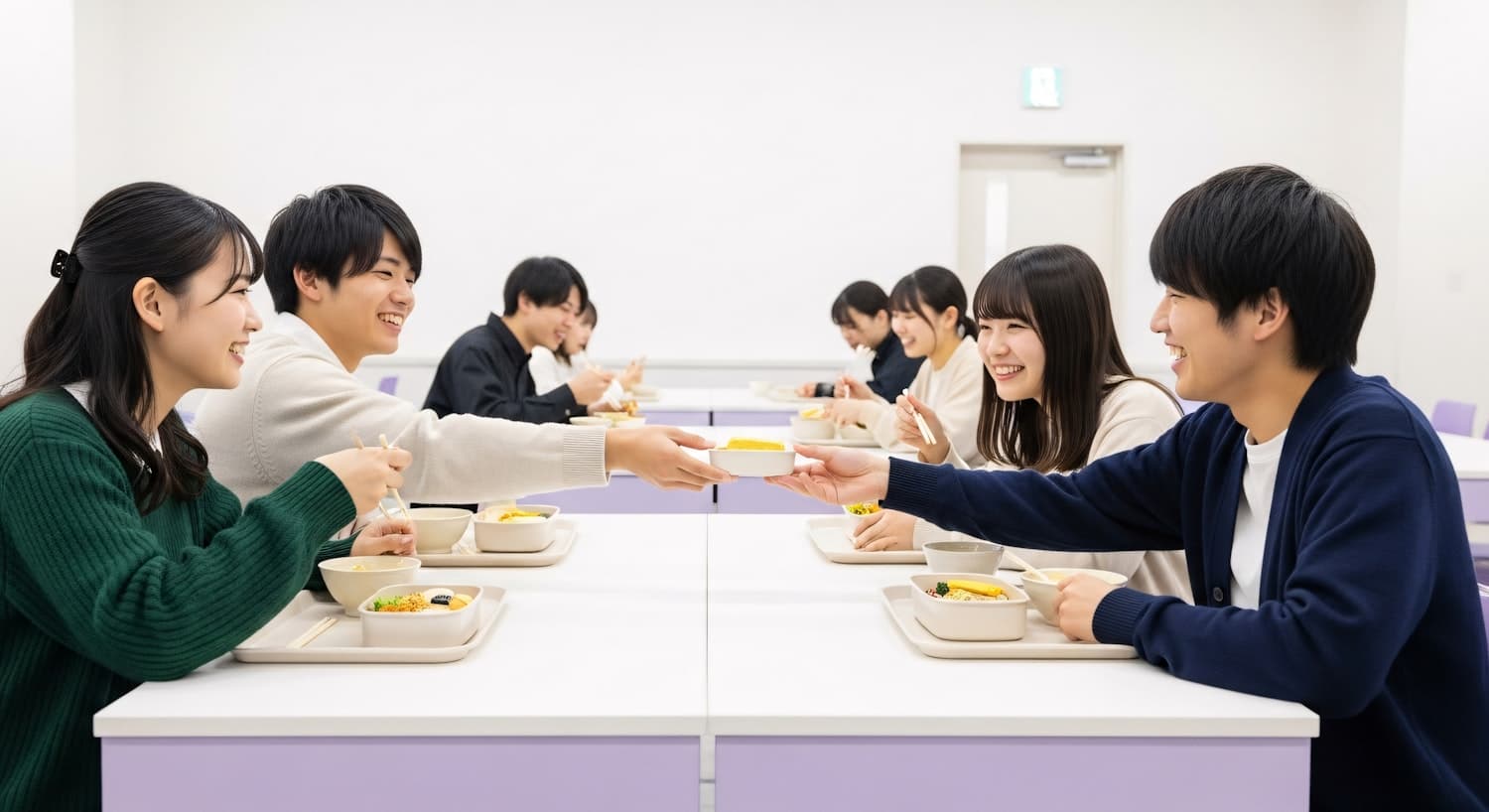 People gathered around a long table at a community screening